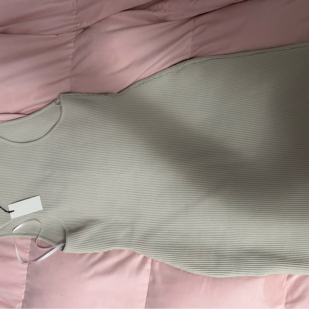 Babaton Ribbed Midi Dress in Light Gray